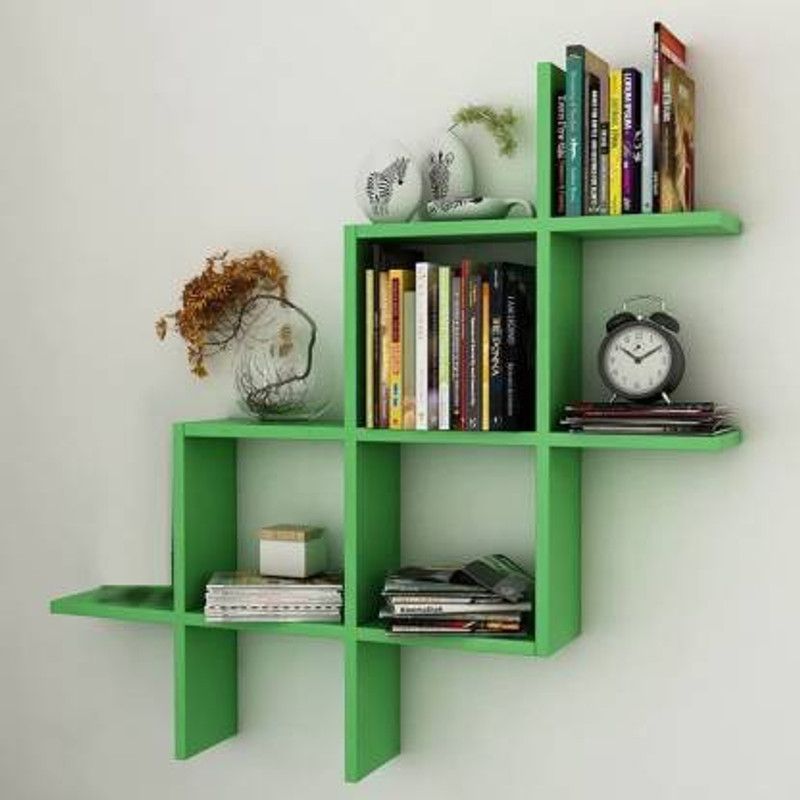 DAZZLEJOY WALL SHELF WOODEN WALL DECOR SHELVES OF 6 NEW + GREEN Wooden Wall Shelf  (Number of Shelves - 6, Green)