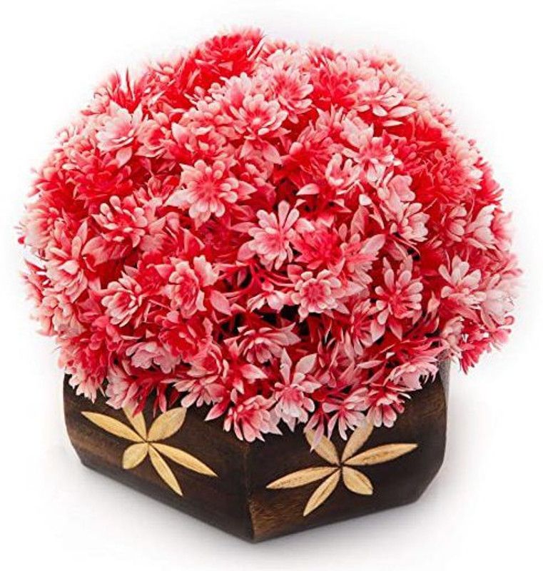 WhiteAsh Red Wild Flower Artificial Flower with Pot  (5 inch, Pack of 1, Flower with Basket)