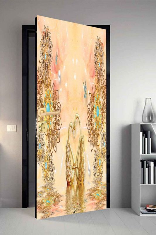 QTH 29.8 cm QTH Floral Dor-3316 Design Door Sticker Self Adhesive Sticker  (Pack of 1)