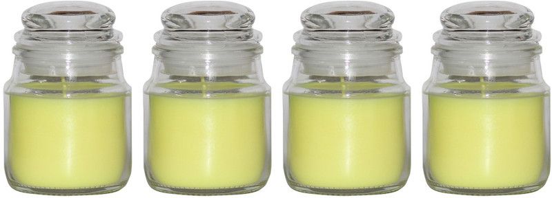 Shraddha Creation Hanky Jar Wax Candle  (Yellow, Pack of 4)
