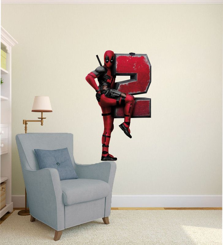 JSS DECORATIONS DESIGNS 73 cm Deadpool 2 Decorative Funny Wall Sticker Self Adhesive Sticker  (Pack of 1)