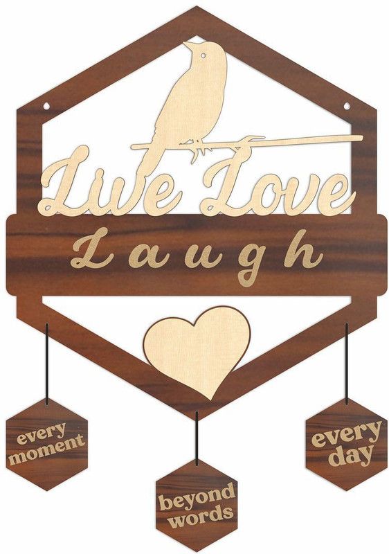 KREEPO Live Love Laugh Stylish Bird Cut-Out Wall Hanging Plaque for Home Decor_K60  (19 inch X 14 inch, Multicolor)