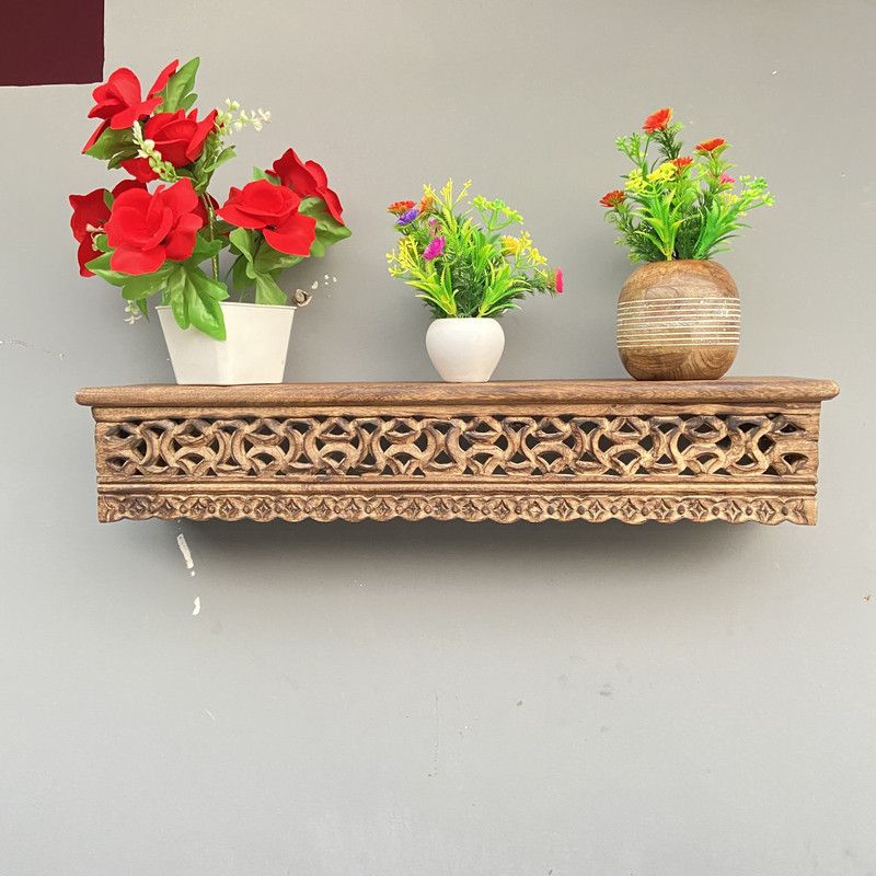 ONLINECRAFTS Wooden Wall Shelf  (Number of Shelves - 1, Brown)