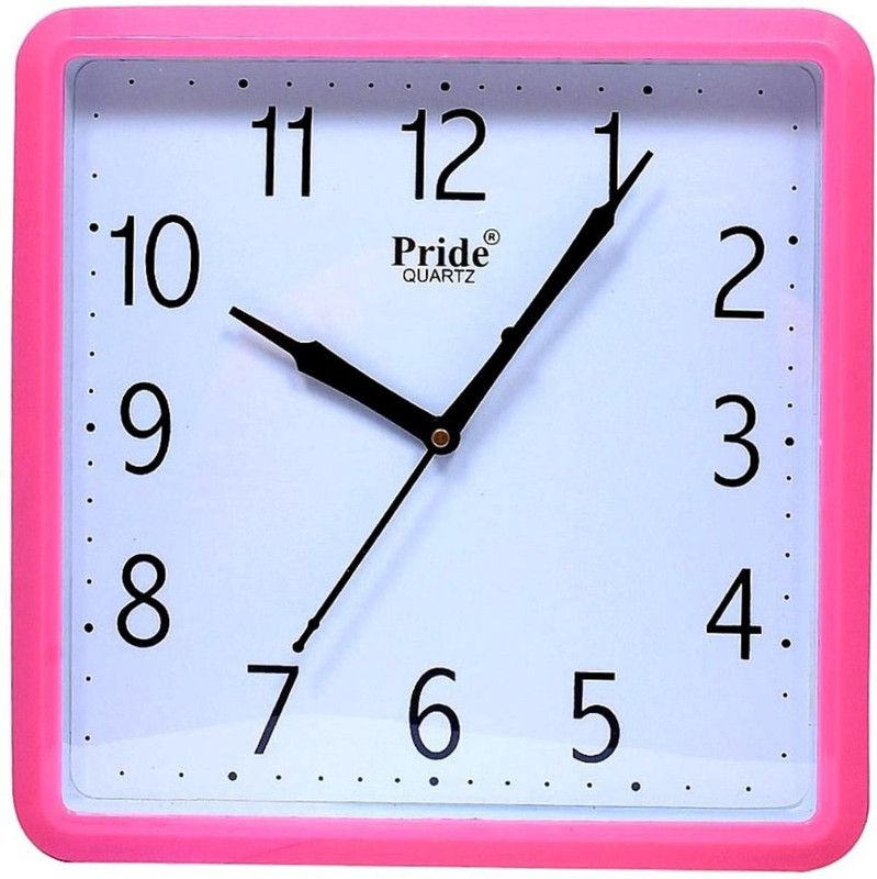 Pride QUARTZ Analog 26 cm X 26 cm Wall Clock  (Pink, With Glass, Standard)