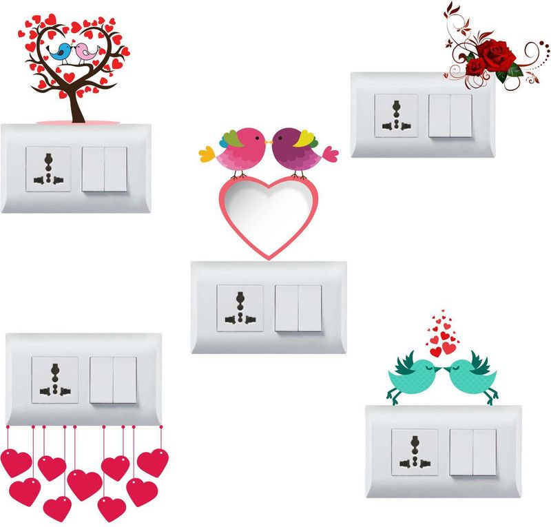 SahajDecor 13 cm Hearts Switch Board Sticker Self Adhesive Sticker  (Pack of 1)