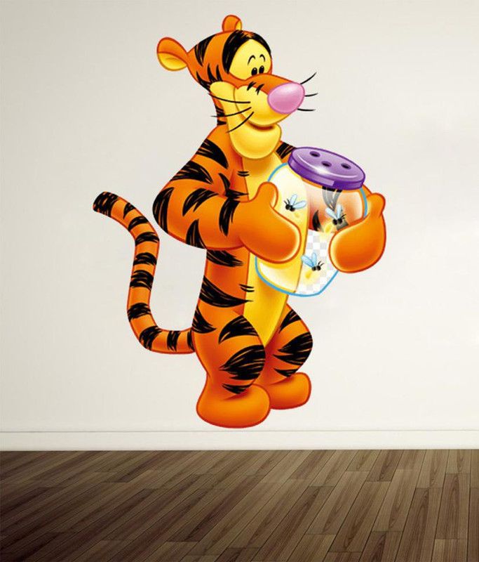 PARTHDECORE 58 cm Winnie the Pooh and Tigger wall sticker Self Adhesive Sticker  (Pack of 1)