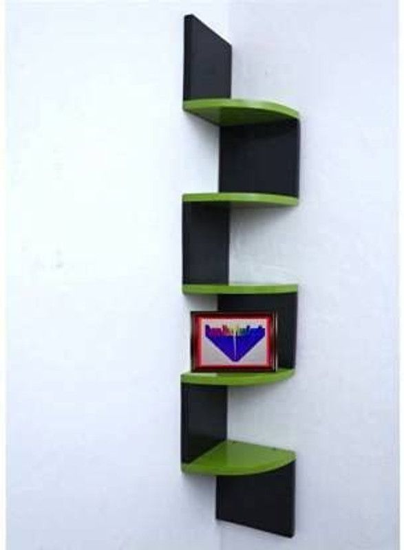 bombaywoodhandicraft Wooden Wall Shelf  (Number of Shelves - 1, Black, Green)