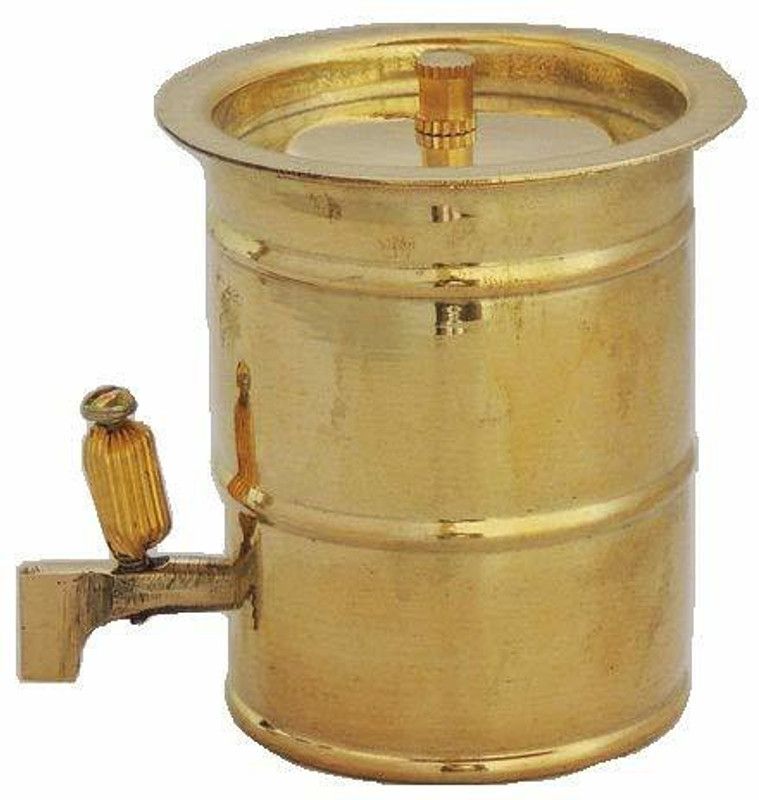 salvusappsolutions Cute Brass Water Tank/ Drum Miniature for Children Playing & Antique Home Decor, Decorative Gift Showpiece (2.1x2.5 Inch) Decorative Showpiece - 6.35 cm  (Brass, Gold)