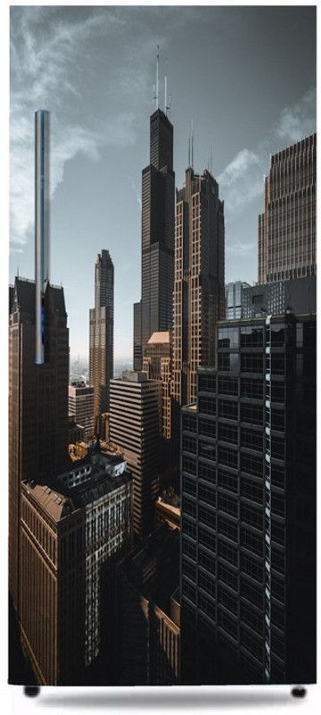 ColorsGraphics 60 cm Modern City Buildings Self Adhesive Sticker  (Pack of 1)