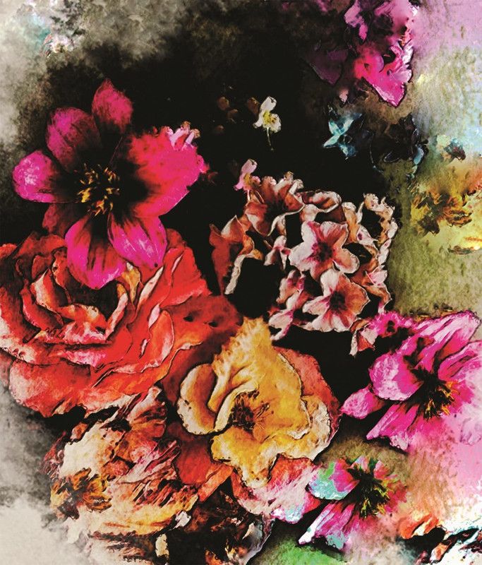 SHSWorks Abstract Flowers Unframed Floral Wall Art Canvas Artwork Signed By Artist for Living Room Bedroom Home & Office Décor Copyright Protected Digital Reprint 30 inch x 25 inch Painting  (Without Frame)