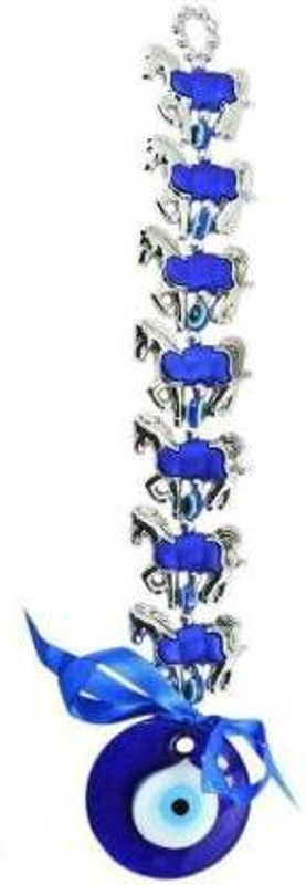 Love2Buy 7 Horse Evil Eye Hanging for Good Luck and Prosperity Decorative Showpiece - 36 cm  (Glass, Multicolor)