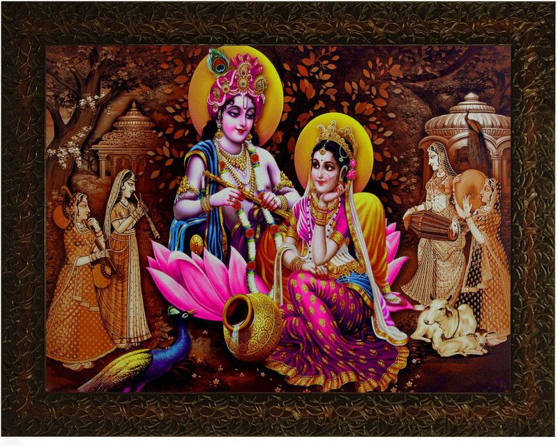 Indianara RADHA KRISHNA (2758) Digital Reprint 10.2 inch x 13 inch Painting  (With Frame)