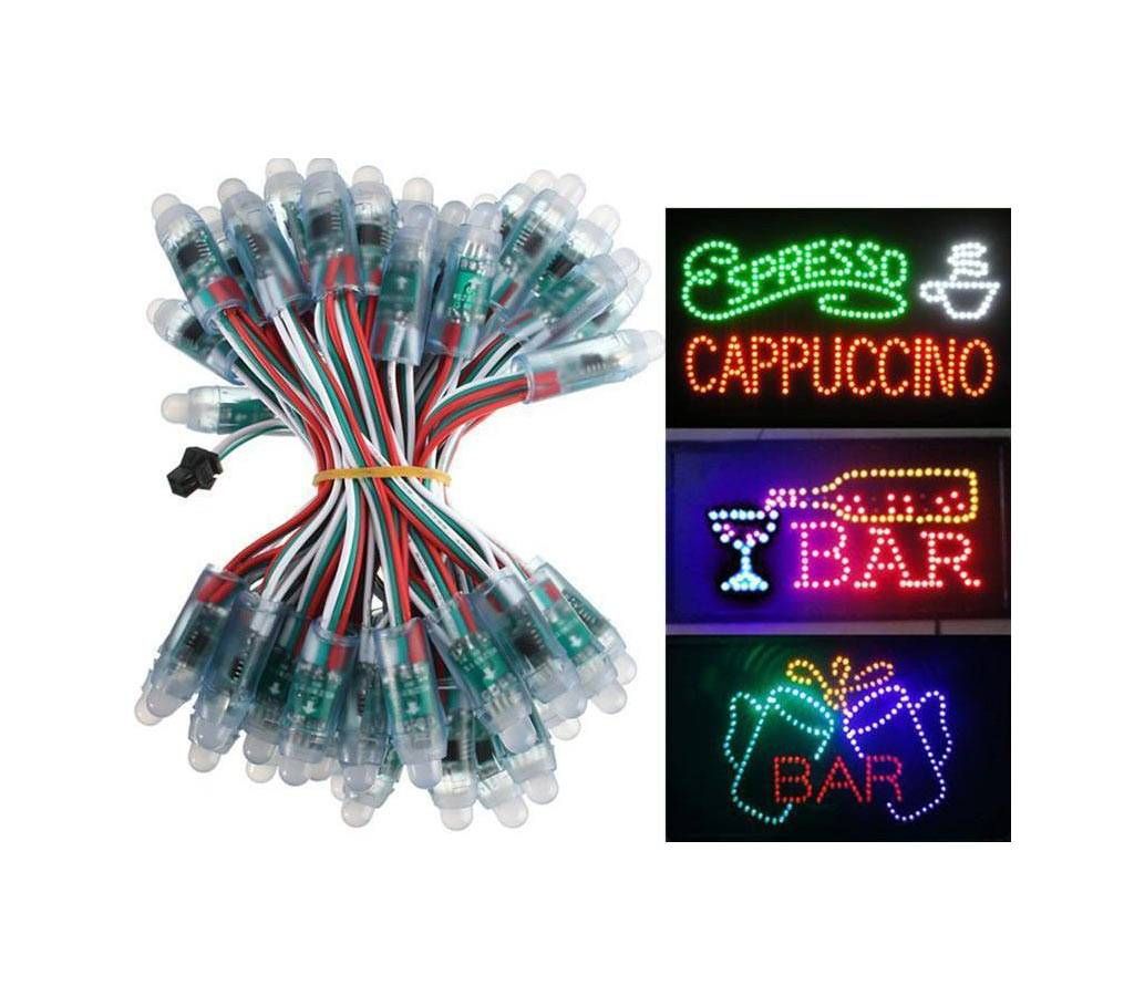 50PCS WS2811 RGB Full Color 12mm Pixels Digital Addressable LED String DC5V IP68