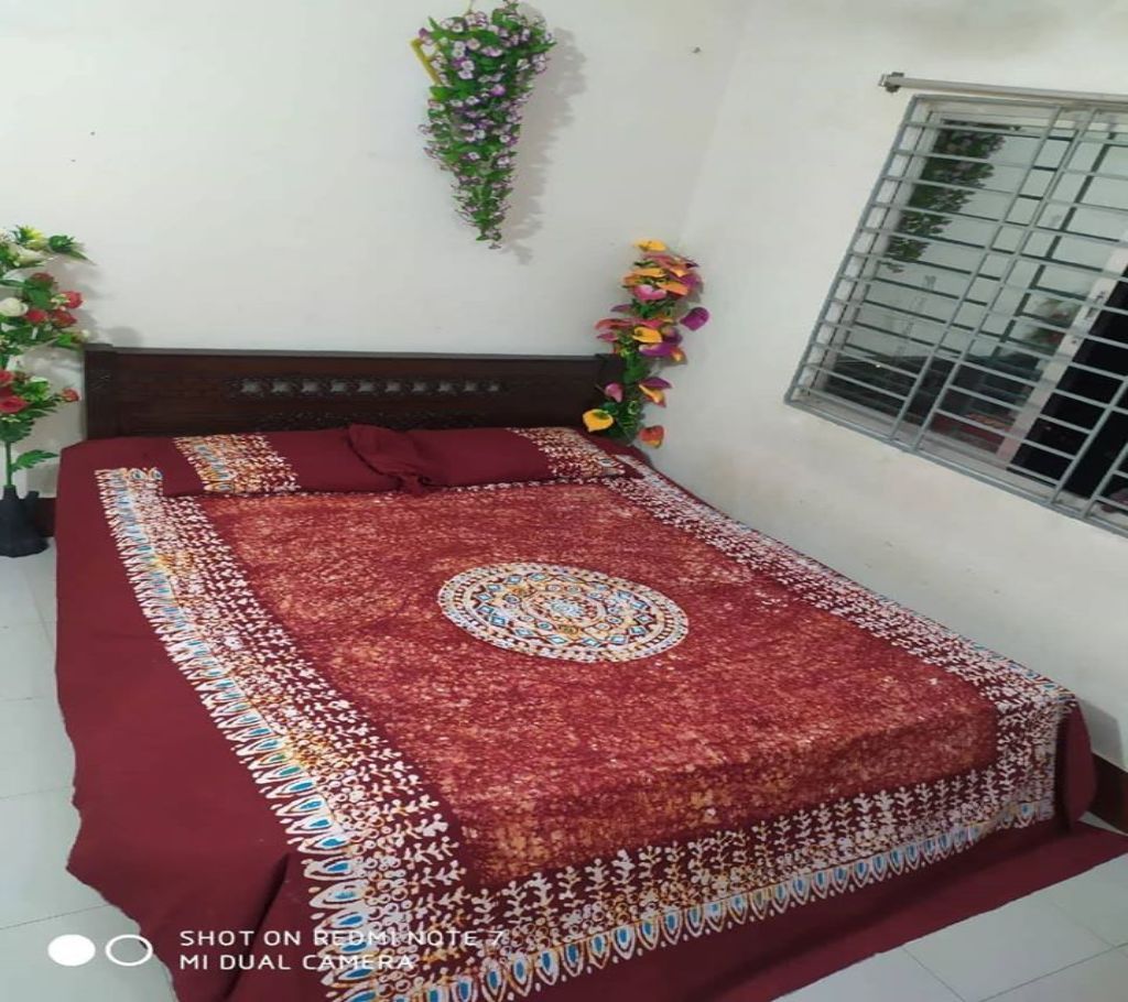 King Size Cotton Multi colors  Block Printed Bed Sheet with Matching 2 Pillow Covers-45