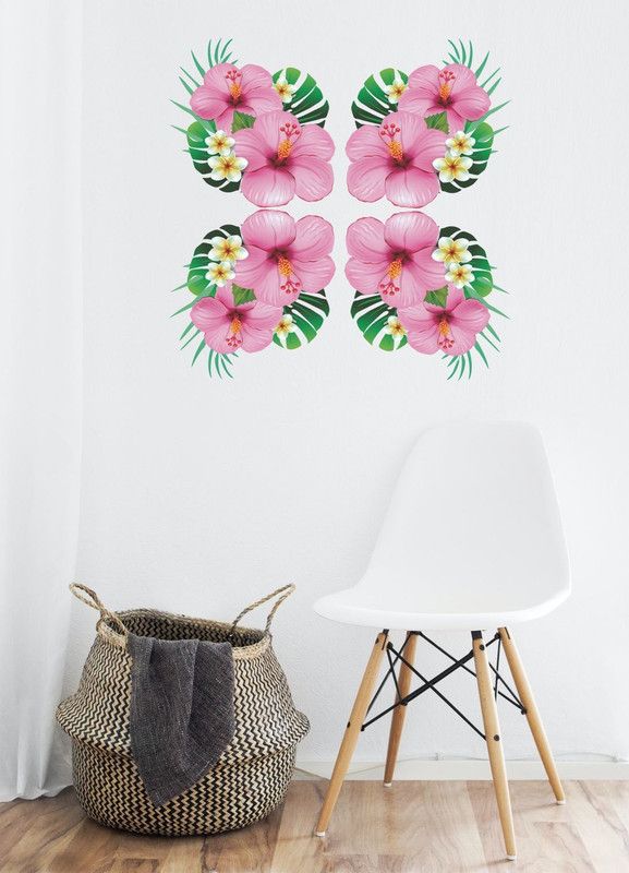 Madhuban Decor 18 cm Madhuban Decor Beautiful HD Pink Flower Wall Sticker (Multicolor, Vinyl, Size :- 18 In X 18 In) Self Adhesive Sticker  (Pack of 1)