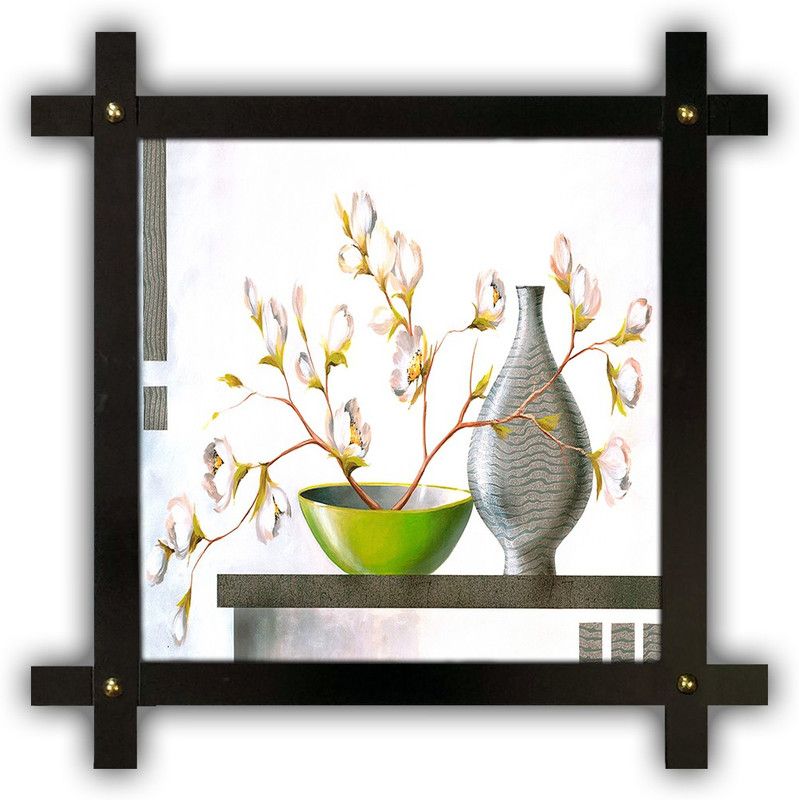 Poster N Frames Cross Wooden Frame Hand-Crafted with photo of Flower (floral) 17496-crossframe Digital Reprint 16.5 inch x 16.5 inch Painting  (With Frame)