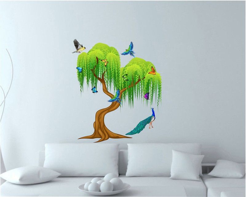 décor nirmal 105 cm Tree wall sticker for bedroom and livingroom multicolor full waterproof covering area [] Self Adhesive Sticker  (Pack of 1)