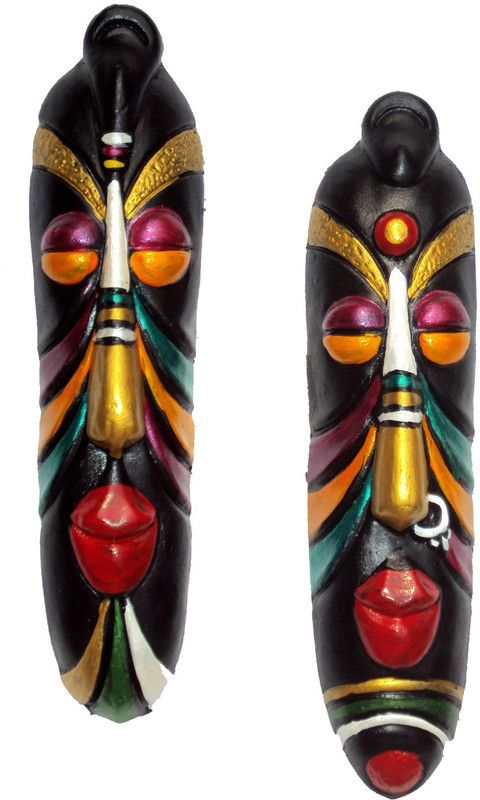 Decode Eco Friendly Handmade & Hand Painted Wall Hanging Hawaian Decorative Mask Decorative Showpiece - 28 cm  (Terracotta, Multicolor)