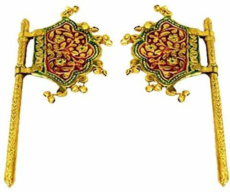 Metal-Fan-Golden-3 20 cm Handicraft & Artifact Showpiece  (Metal, Multicolor)