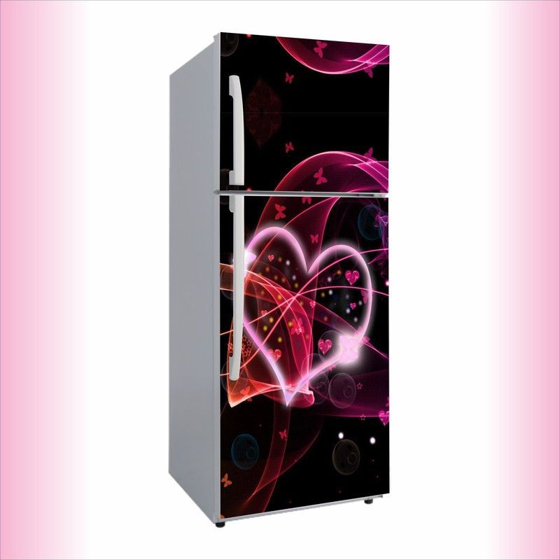 Advait Designs 60 cm Advait Designs fridge sticker decorative light loveing heart with butterflies refrigerator door sticker adeshive wallpaper multicolor (pvc vinyl covering Area 160cm X 60cm & 63 X 24 inches) Self Adhesive Sticker  (Pack of 1)