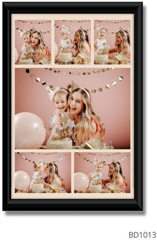 UNIXAA Wood Personalized, Customized Gift Best Friends Reel Photo Collage gift for Friends, BFF with Frame, Birthday Gift,Anniversary Gift Wall  (Black, 1 Photo(s), 12x18 Inch)