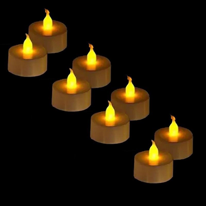 ARVANA LED Candle Light Tea light Amber Yellow for Wedding Party Candle Candle  (White, Pack of 12)