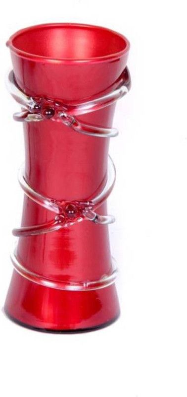 Vijyas Glass Vase  (6 inch, Red)