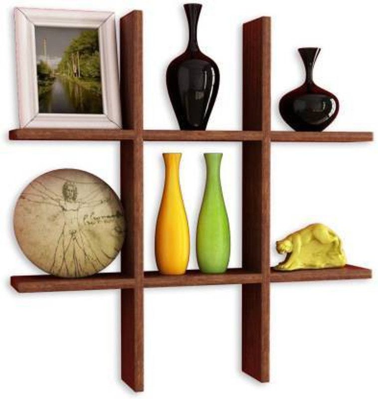 ANB Enterprises Plus Shape Storage Wall Rack Shelves - BROWN Wooden Wall Shelf (Number of Shelves - 1, Brown) MDF (Medium Density Fiber) Wall Shelf  (Number of Shelves - 6, Brown)
