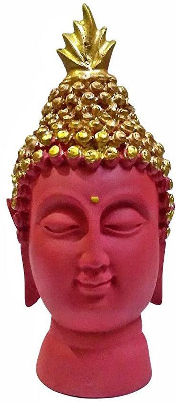 Samarth Home Buddha Head Showpiece for Decoration & Car Dashboard Decorative Showpiece - 15 cm  (Polyresin, Red)