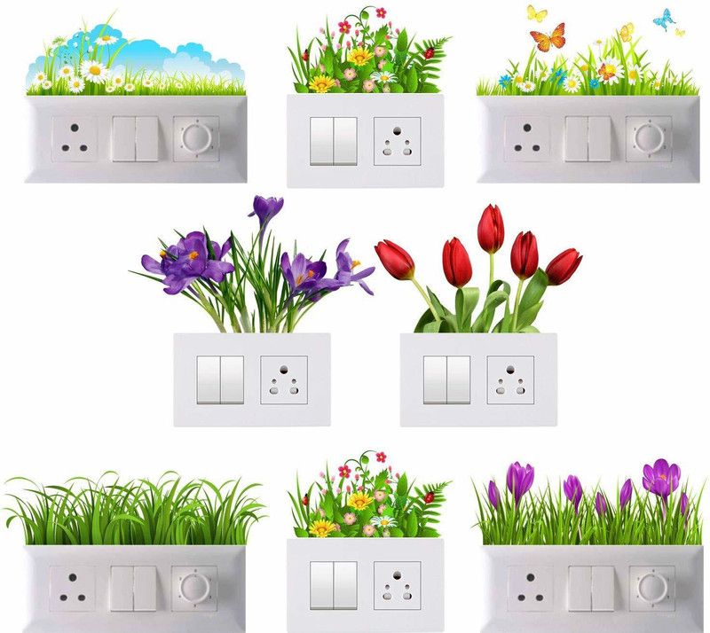 Decals Sticker 1226 cm Switch Sticker Switch Board Stickers wall Stickers Standard Size Self Adhesive Sticker  (Pack of 8)