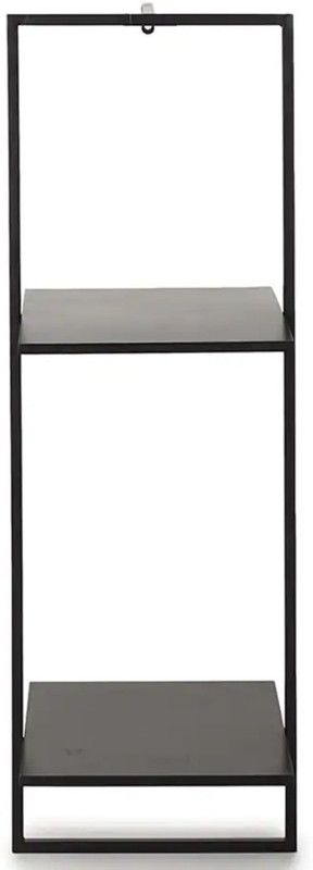 DDecorware Black wall mount shelf made of Iron and Plywood with dual shelving unite Iron Wall Shelf  (Number of Shelves - 2, Black)