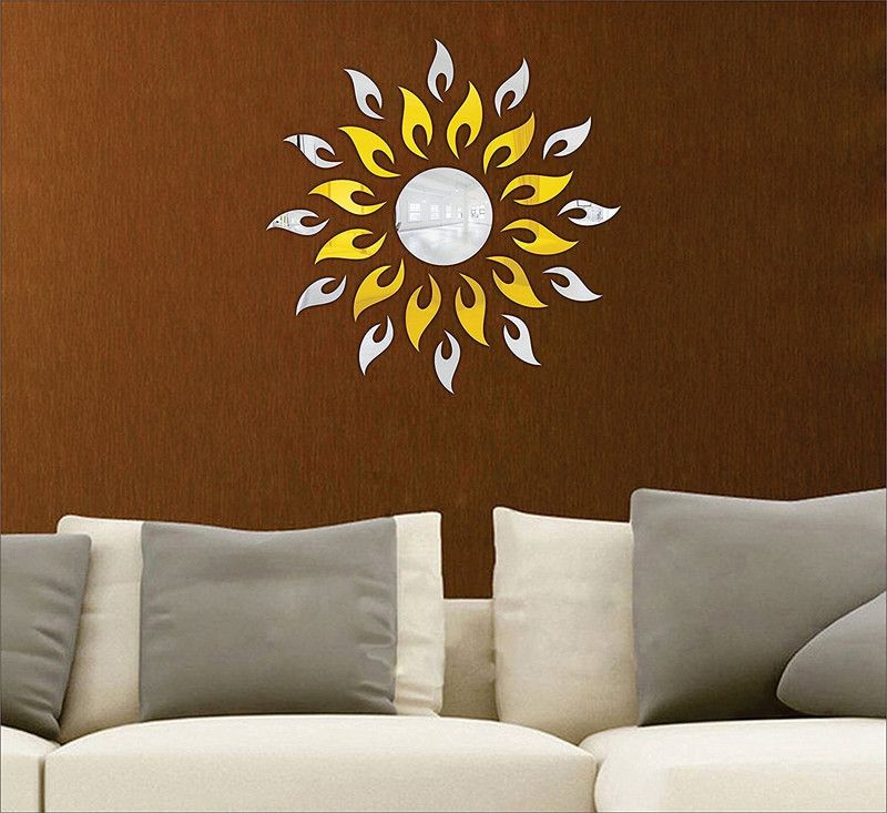 Atulyaarts 75 cm Silver Sun with Extra Falme (Pack of 25) (75 cm X 75 cm) Self Adhesive Sticker  (Pack of 1)