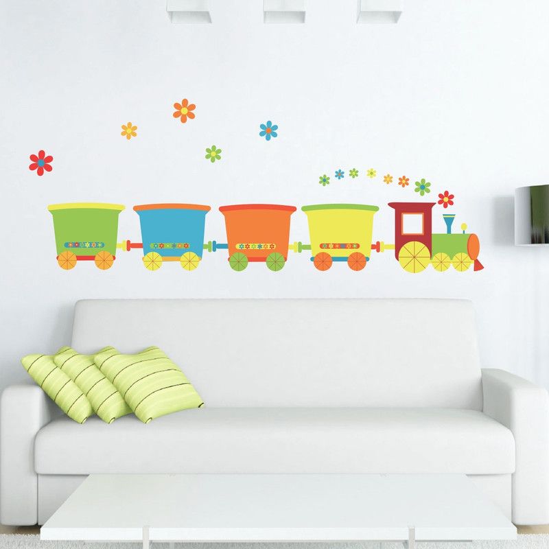 StickMe 100 cm Kids Floral train Wall Sticker - SM 180 Self Adhesive Sticker  (Pack of 1)