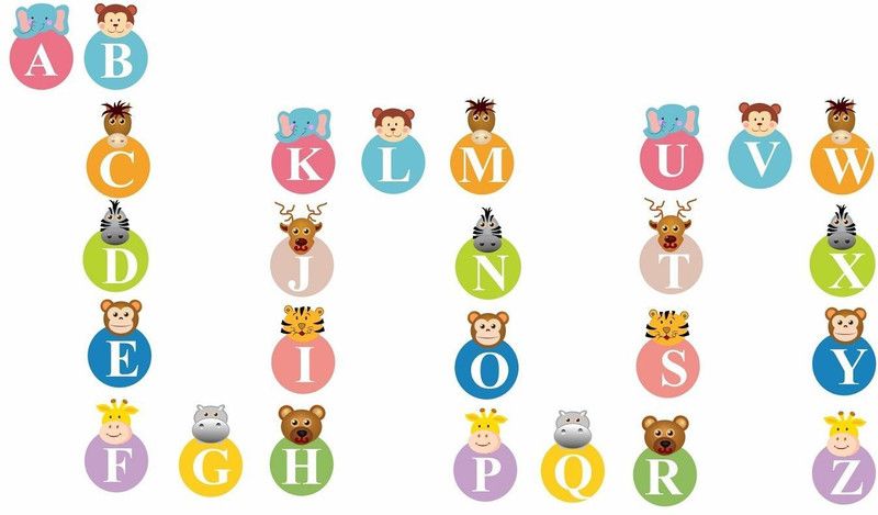 Asmi Collections 200 cm Cute Animals with Alphabets Removable Sticker  (Pack of 1)