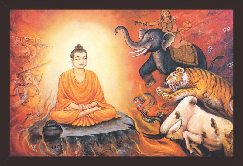 Mad Masters Mad Masters Lord Budha painting 1 Piece wooden framed painting |Wall Art | Home Décor | Painting Art | Unique Design | Attractive Frames Digital Reprint 12 inch x 18 inch Painting  (With Frame)