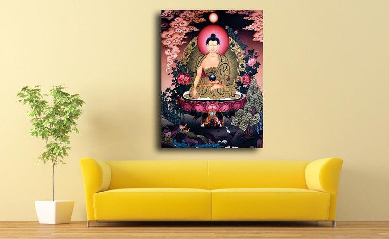 PIXELARTZ Buddhist Art - Without Frame. Canvas 35 inch x 27 inch Painting  (With Frame)