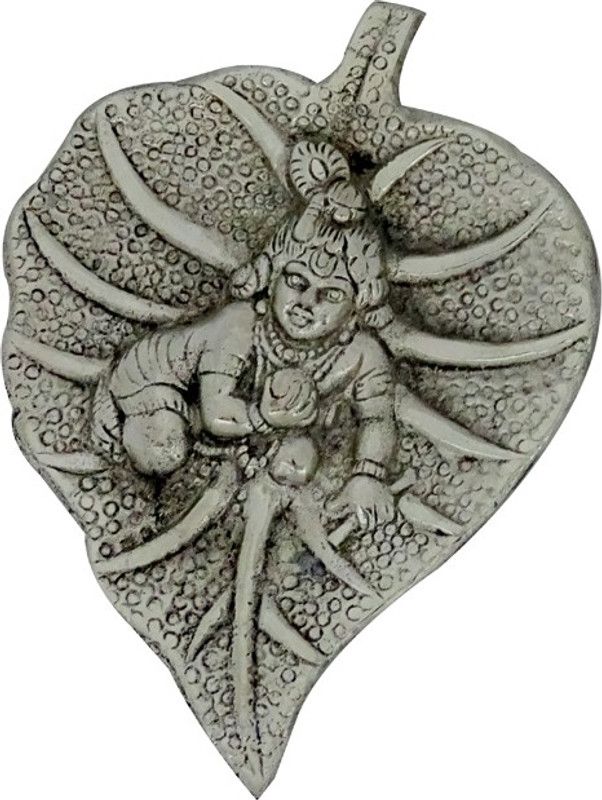 Jupiter Elite Leaf Krishna Decorative Showpiece - 16 cm  (Aluminium, Silver)