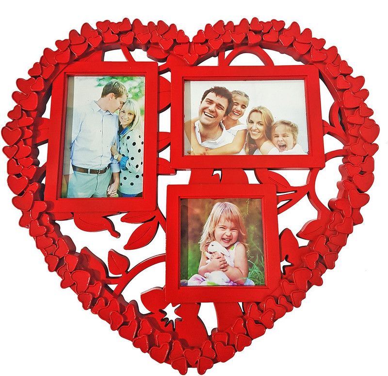 RAAYA Polymer Personalized, Customized Gift Best Friends Reel Photo Collage gift for Friends, BFF with Frame, Birthday Gift,Anniversary Gift Wall  (Red, 3 Photo(s), Normal)