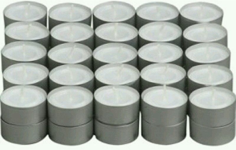 Madhulica Candles MEGHASHILO SMOKELESS PLAIN WHITE TEA LIGHT CANDLES PACK OF 100 Candle  (White, Pack of 50)