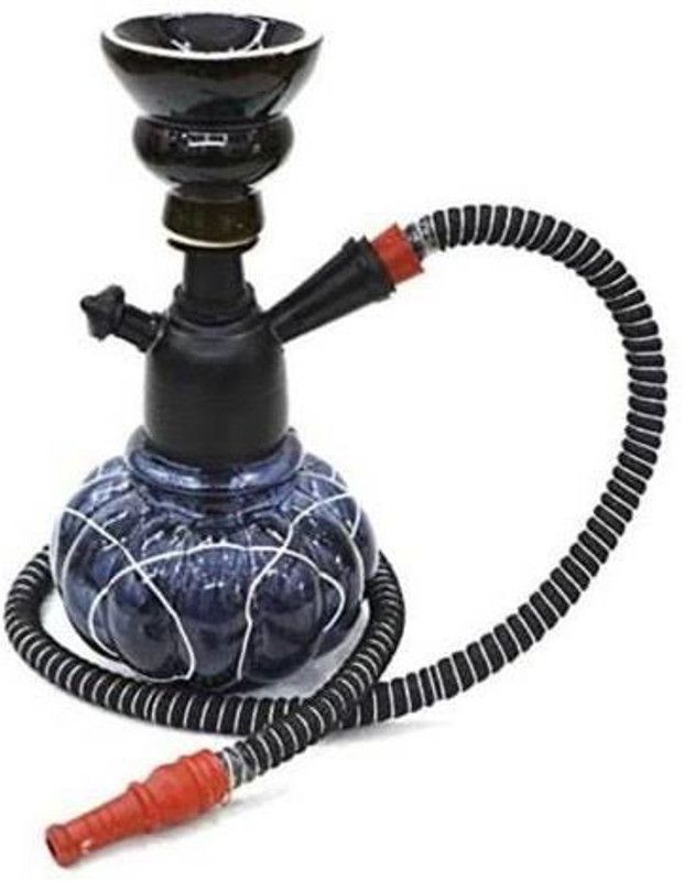8 inch Glass, Iron, Ceramic Hookah  (Black)