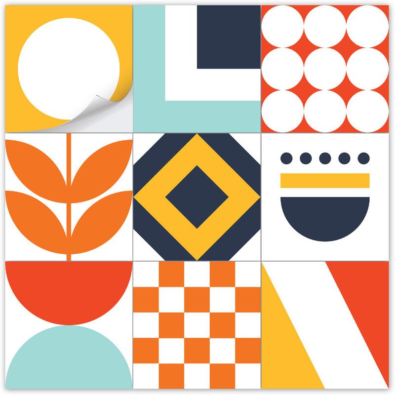 Mosaicowall TILE STICKERS Pack of 27  (6 inch X 6 inch, Multicolor)