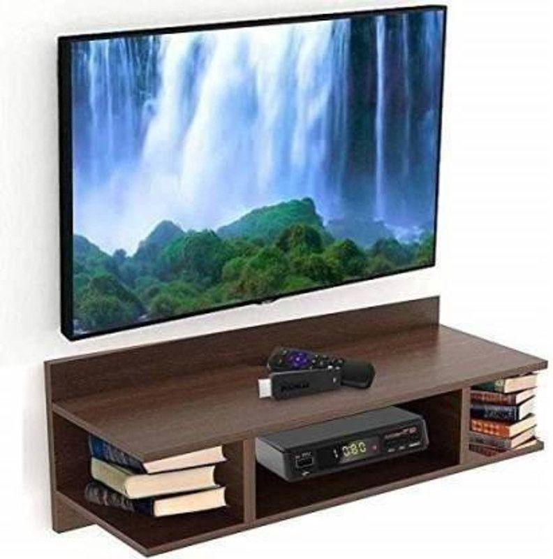 indian wooden home decor TV Setup Box Wall Shelf Living Room Wooden Wall Shelf  (Number of Shelves - 4, Brown)