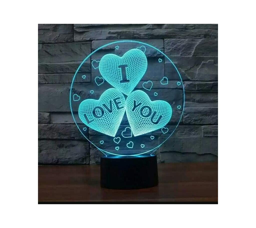 3D LED Heart Lamp  Blue