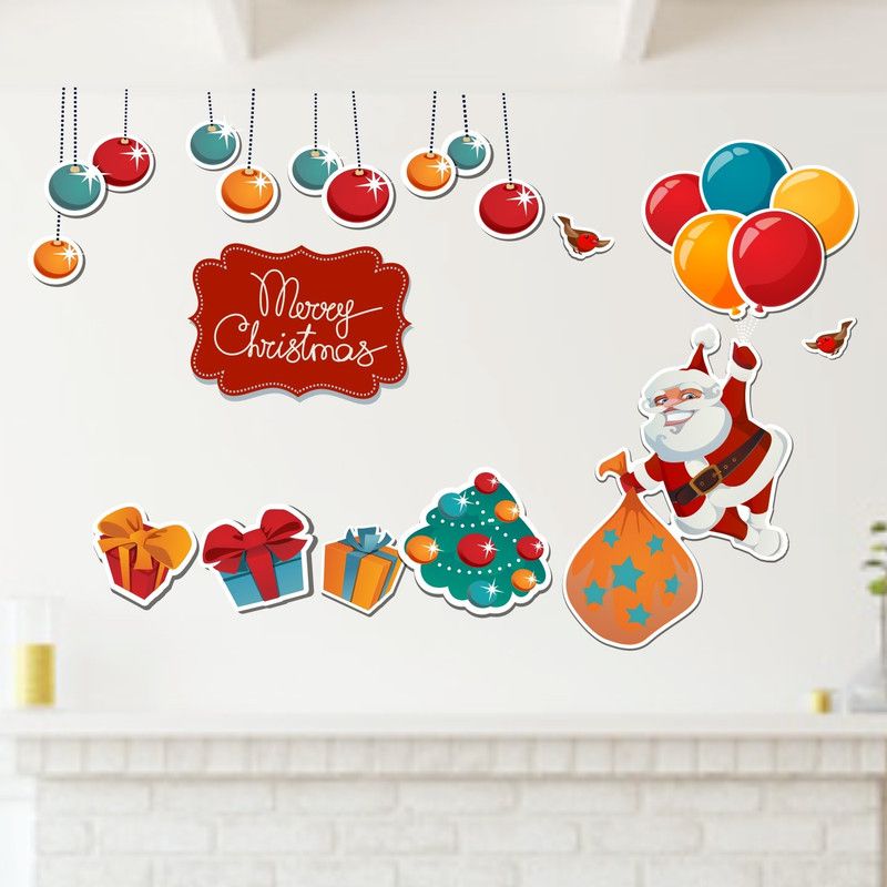 StickMe 150 cm Merry Christmas - X Mas with Santha Wall Sticker - SM 099 Self Adhesive Sticker  (Pack of 1)