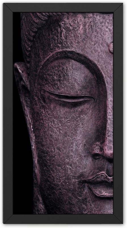 Ritwika's Grey Color Buddha Face Stone Art Frame Painting Digital Reprint 13.5 inch x 7.5 inch Painting  (With Frame, Pack of 10)
