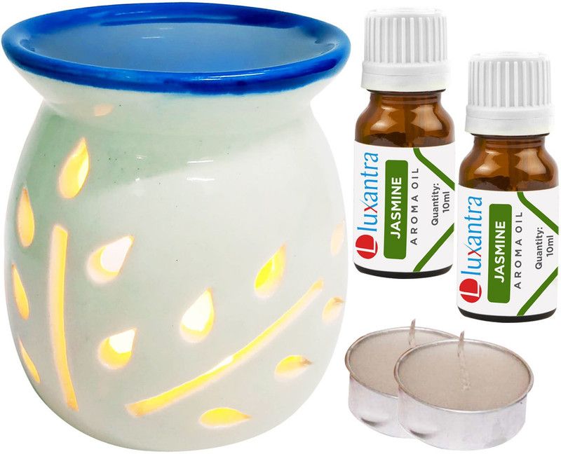 Luxantra Jasmine Aroma Oil with Tlight Ceramic Air Freshener Home Fragrance Aroma Diffuser Set  (5 x 4 ml)
