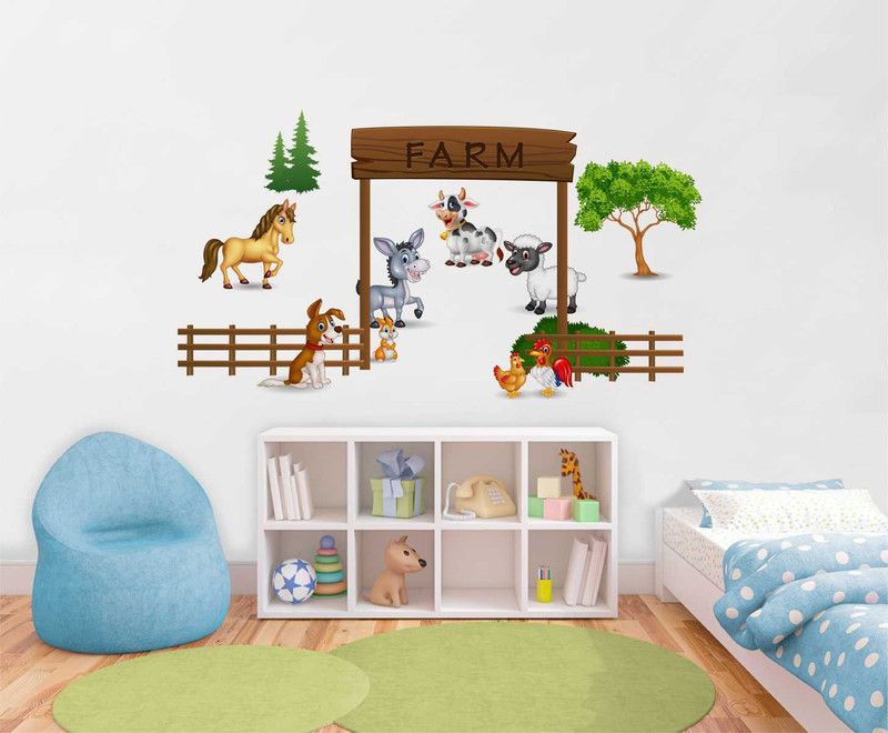 Flipkart SmartBuy 93 cm Wall Decals ' The Farm Story ' Wall Stickers (PVC Vinyl,Multicolour) Self Adhesive Sticker  (Pack of 1)