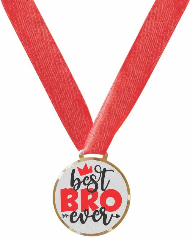 HF Metalart Best Bro Ever Silver Finish Digital Printing & Diamond Cut Medal  (60*60 mm)