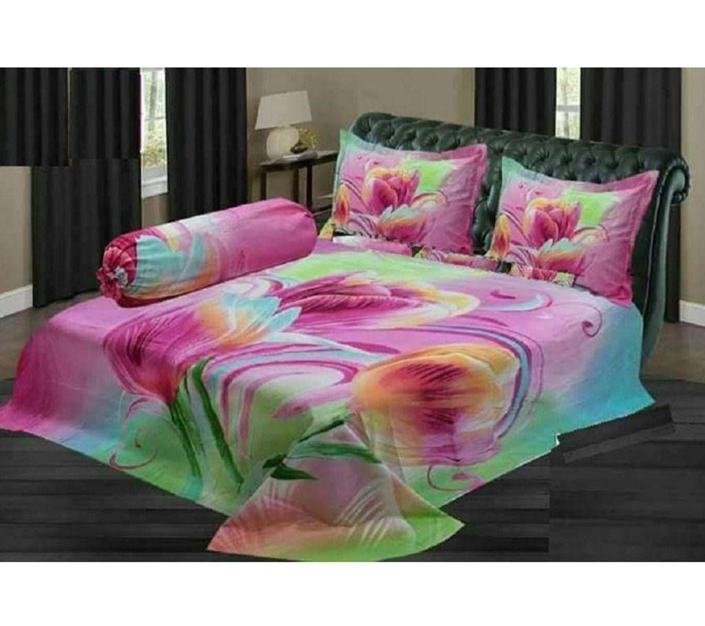 Double Size Cotton Bed Sheet with Matching 2 Pillow Covers - Multicolor Bed-35
