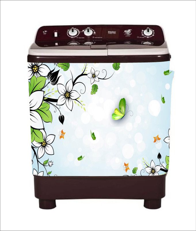 Khatwal Enterprises 60 cm decorative flower butterfly washing machine sticker Self Adhesive Sticker  (Pack of 1)